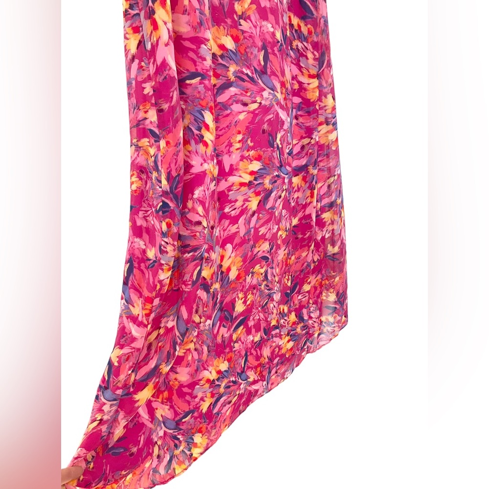 Nicole Miller Muted Floral Chiffon Slip Maxi Dress Size Small - Picture 7 of 16
